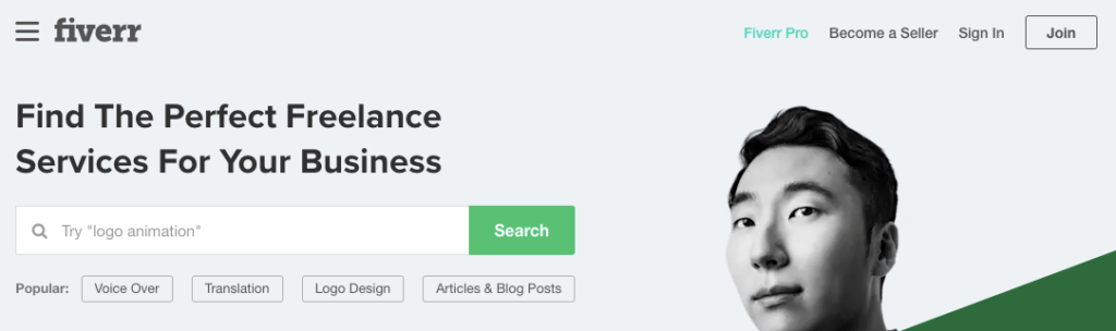 Fiverr screenshot - hire freelancers