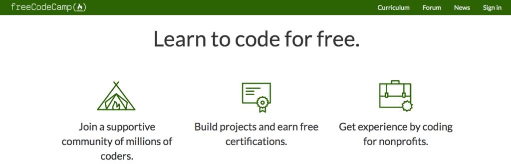 Free Code Camp screenshot - how to build software and code