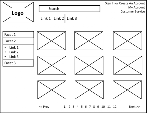 Example of a low fidelity wireframe
