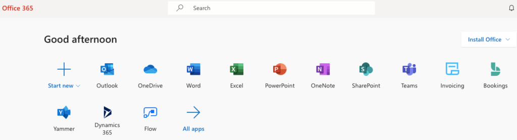 Office 365 screenshot